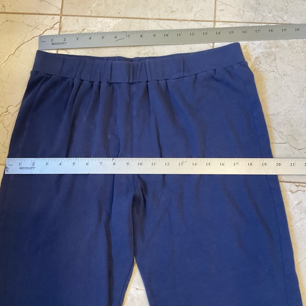 Air France Lounge Pants, Cropped, Blue, Drawstring Waist Soft Cotton Womens Sz M - Picture 5 of 6